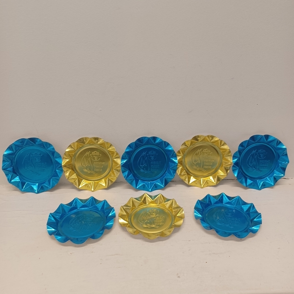 Vintage Smokey the Bear Tin Ashtray Set of 8 Prevent Forest Fires